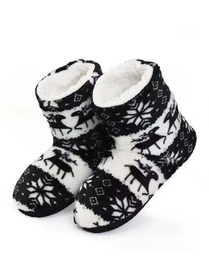 Women's Christmas Non-Slip Warm Home Booties Xmas Boots