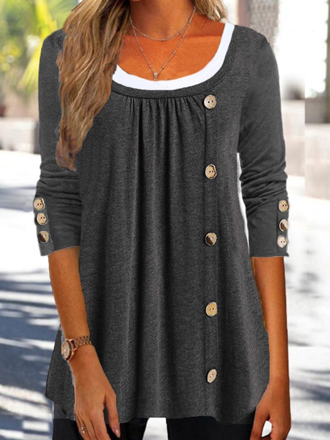 Women Casual Plain Autumn Lightweight Micro-Elasticity Daily Jersey Mid-long H-Line Top