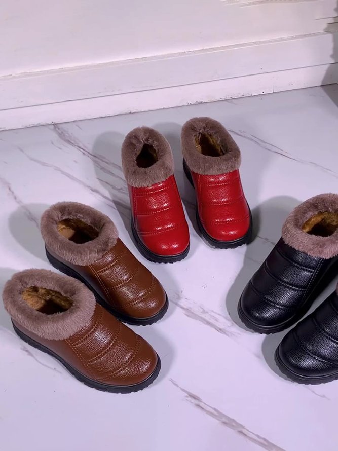 Simple Casual Warm Plush Ankle Boots