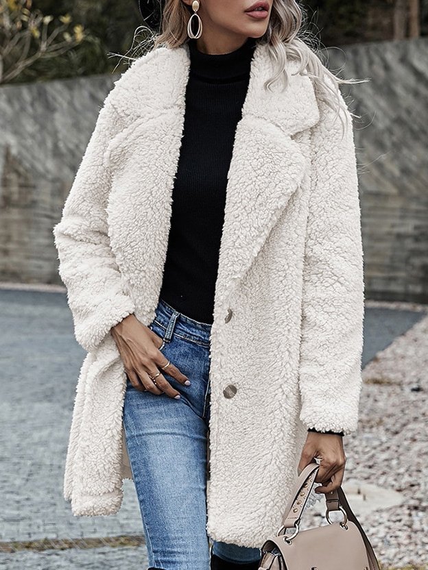 Fluff/Granular Fleece Fabric Casual Teddy Jacket