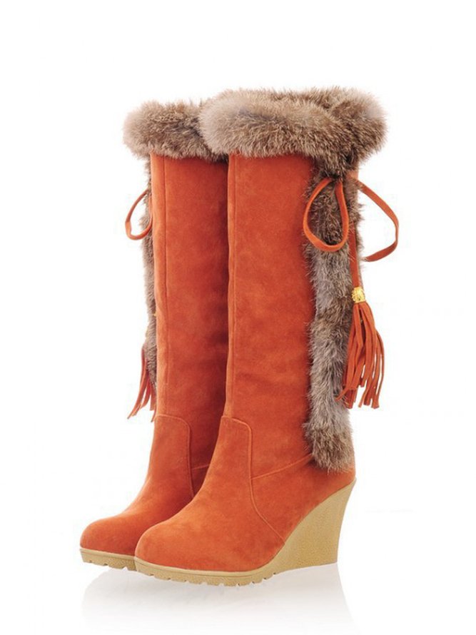 Vintage Fringe Plush Warm Snow Boots