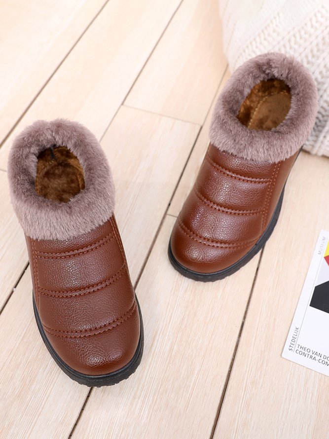 Simple Casual Warm Plush Ankle Boots
