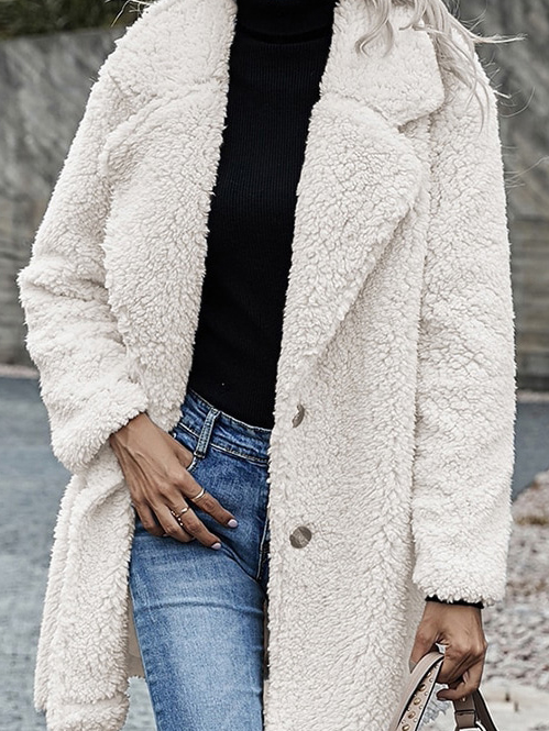 Fluff/Granular Fleece Fabric Casual Teddy Jacket