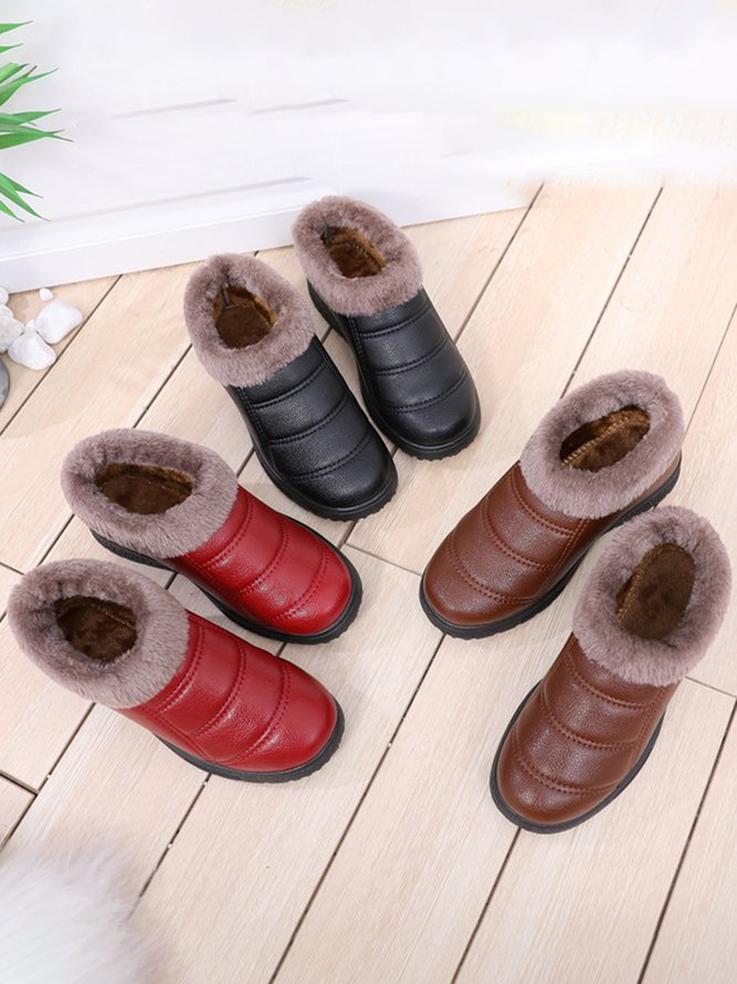 Simple Casual Warm Plush Ankle Boots
