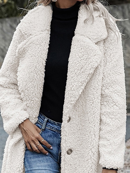 Fluff/Granular Fleece Fabric Casual Teddy Jacket