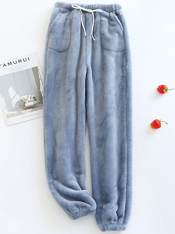 Fluff/Granular Fleece Fabric Casual Loose Casual Pants
