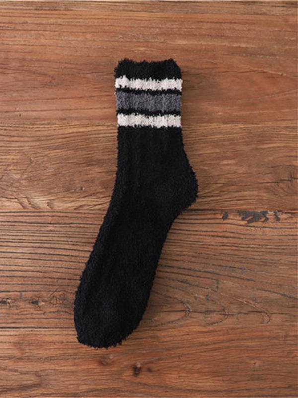 Casual Home Daily Striped Pattern Thickened Flannel Socks Autumn Winter Thickened Accessories