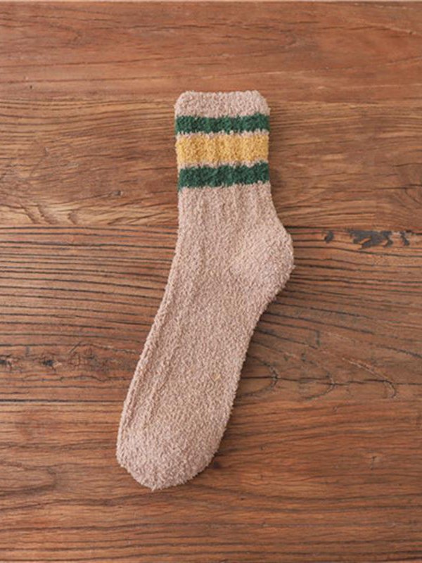 Casual Home Daily Striped Pattern Thickened Flannel Socks Autumn Winter Thickened Accessories
