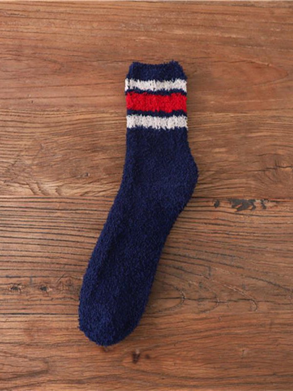Casual Home Daily Striped Pattern Thickened Flannel Socks Autumn Winter Thickened Accessories