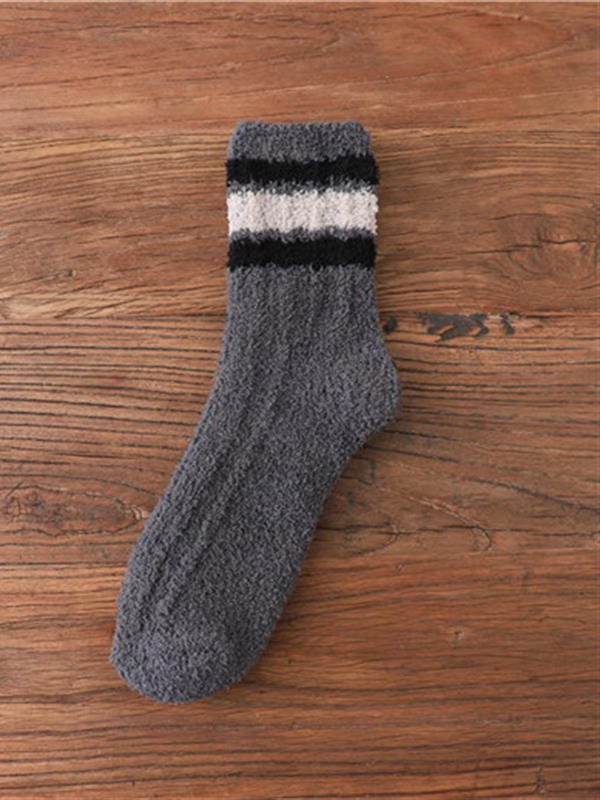 Casual Home Daily Striped Pattern Thickened Flannel Socks Autumn Winter Thickened Accessories