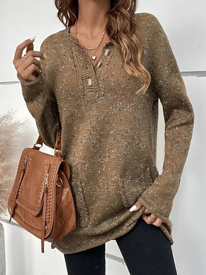 V Neck Knitted Loose Sweater