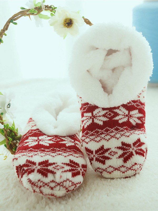 Leisure Home Ethnic Pattern Striped Coral Fleece Floor Socks Autumn Winter Warmth Thickening Accessories