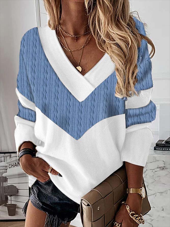 Loose Color Block Jersey Sweatshirt