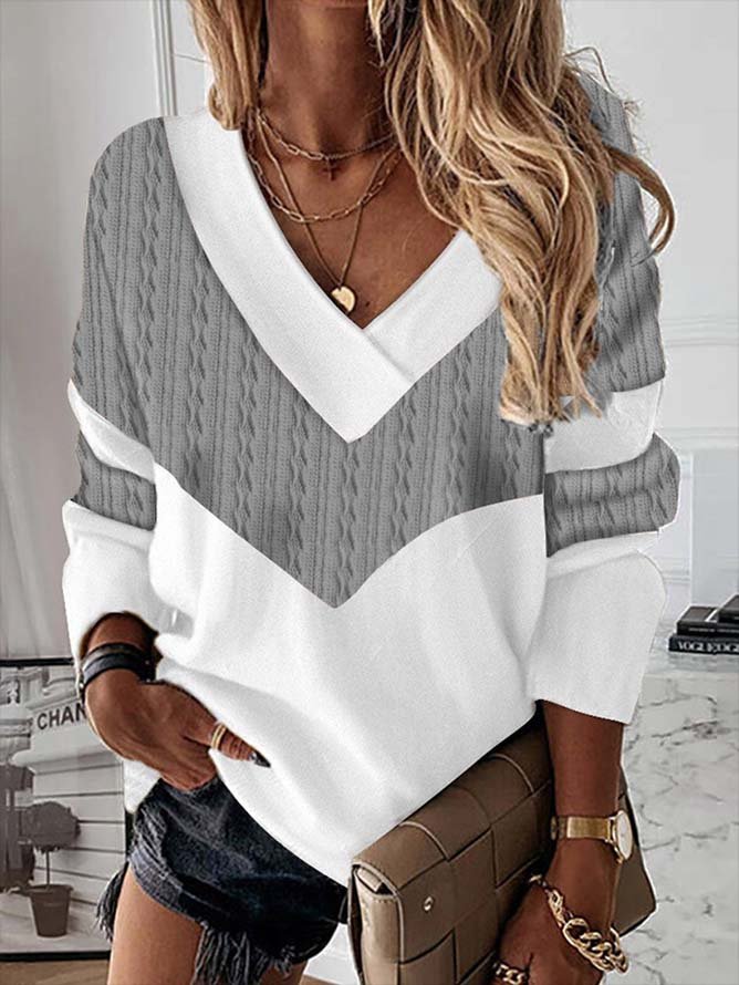 Loose Color Block Jersey Sweatshirt