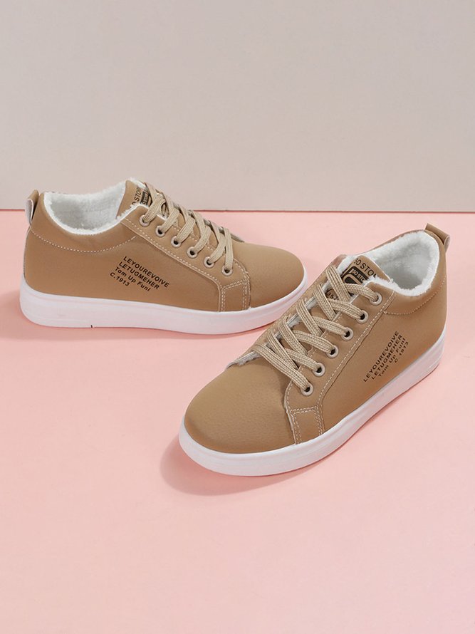 Text-print Warm Lined Lace-Up Sneakers