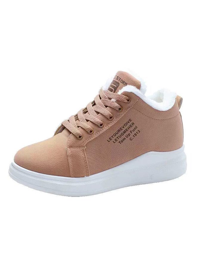 Text-print Warm Lined Lace-Up Sneakers