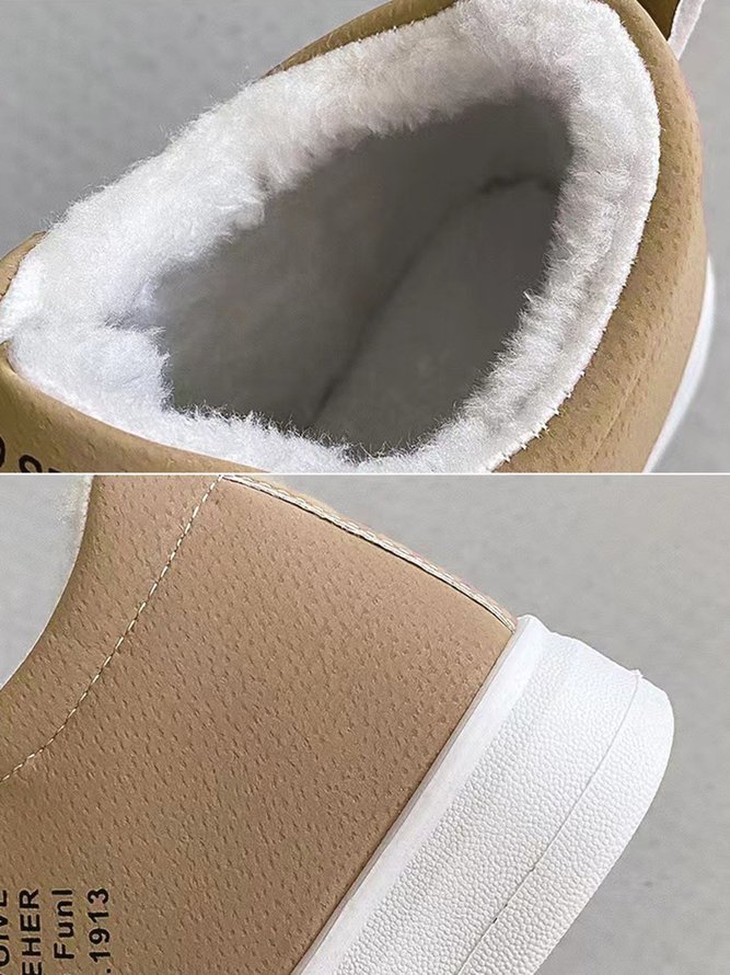 Text-print Warm Lined Lace-Up Sneakers