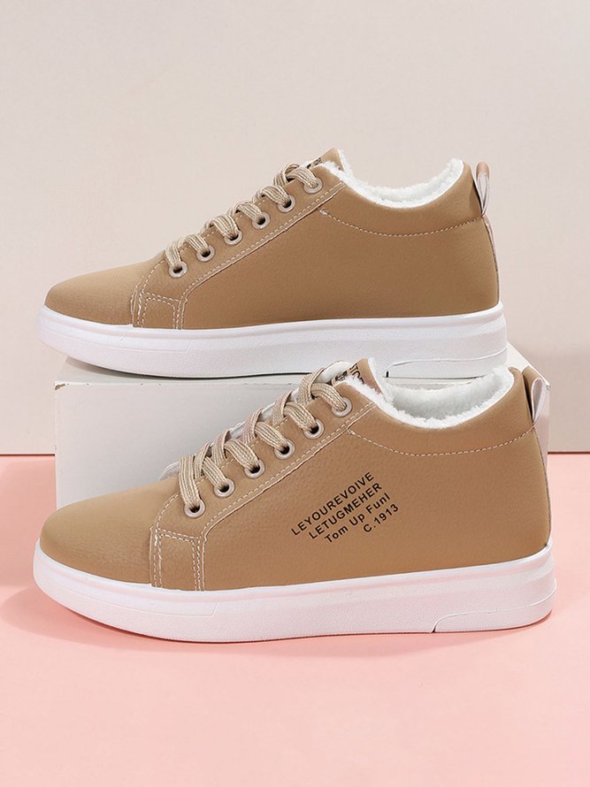 Text-print Warm Lined Lace-Up Sneakers