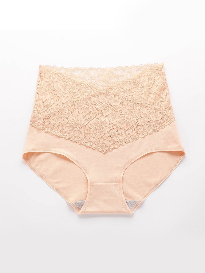 Lace Splicing Receiving Abdomen Hip Raise High Waist Briefs