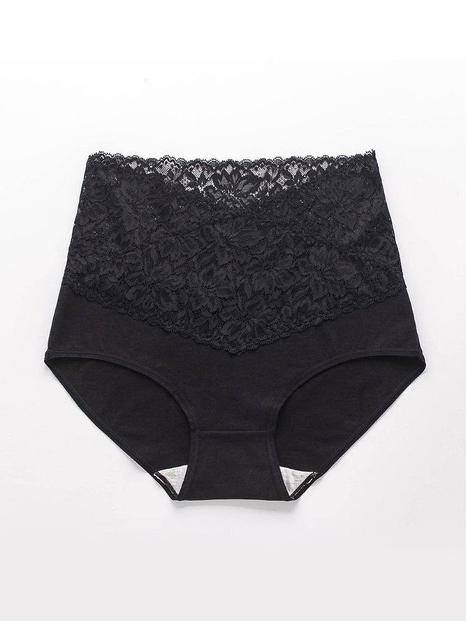 Lace Splicing Receiving Abdomen Hip Raise High Waist Briefs