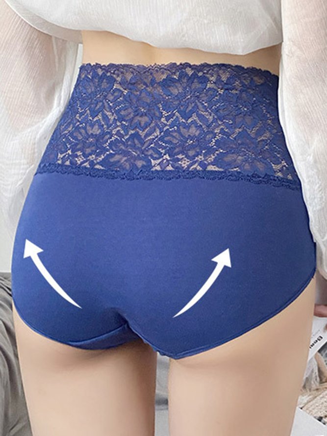 Lace Splicing Receiving Abdomen Hip Raise High Waist Briefs