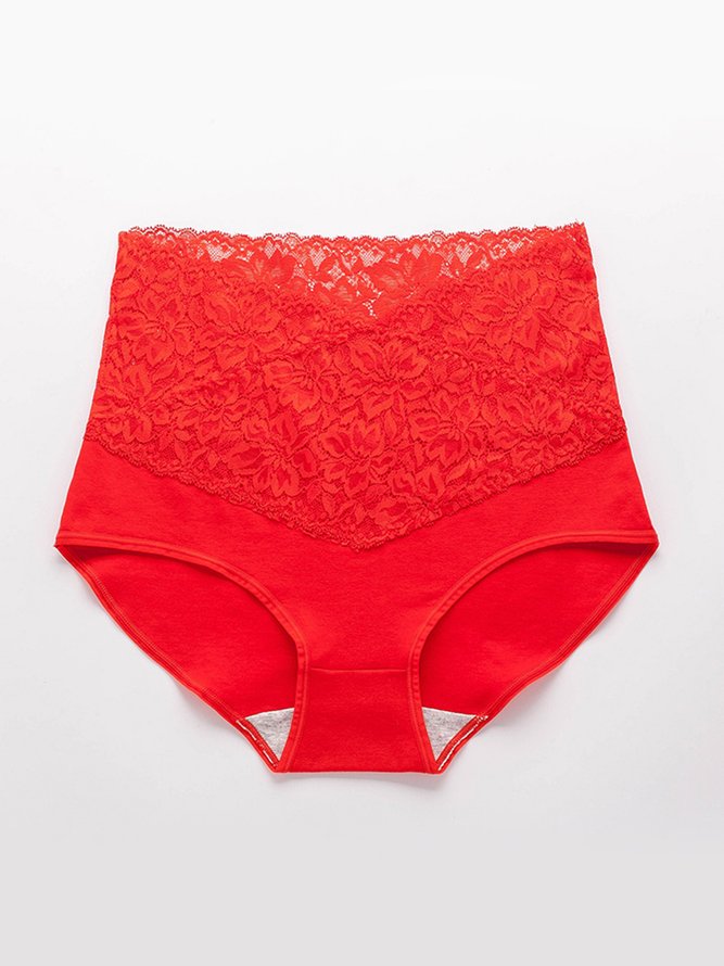 Lace Splicing Receiving Abdomen Hip Raise High Waist Briefs