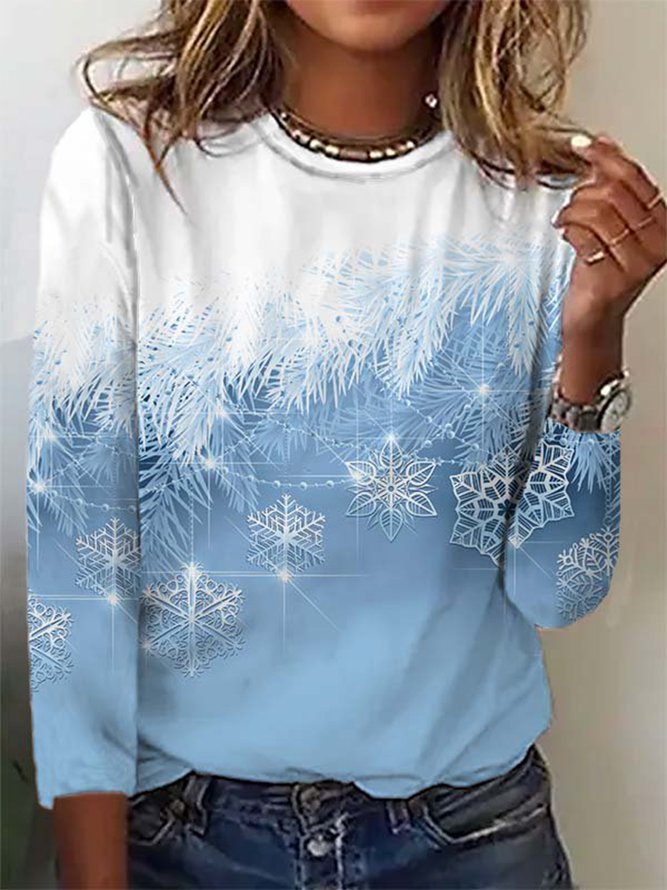 Plus Size Casual Christmas Long sleeve T-Shirt Xmas T-shirt