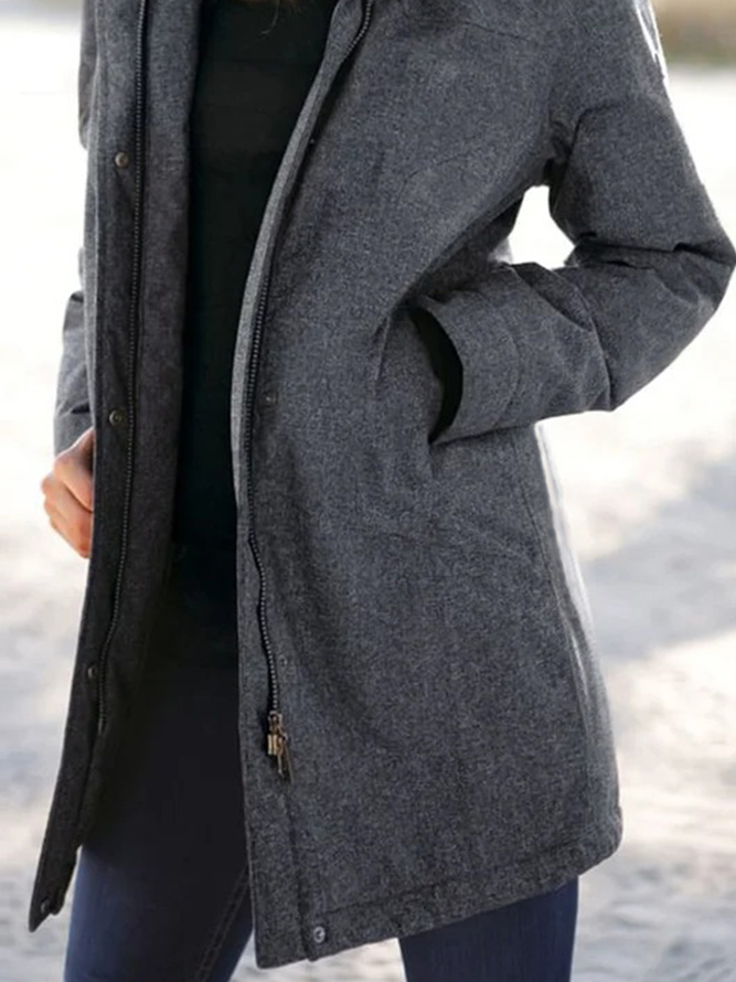 Plain Long Sleeve Buttoned Casual Jacket