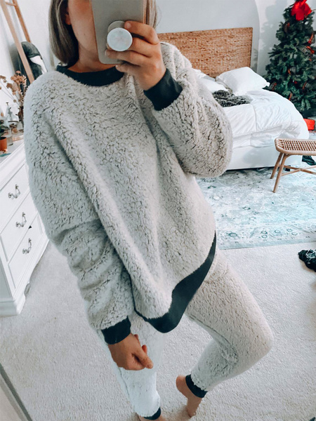 Two Piece Long sleeve Round Neck Top With Pant