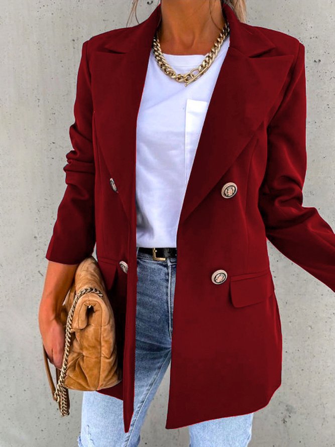Women Casual Plain Autumn Natural Micro-Elasticity Daily Long sleeve Regular Regular Size Blazer