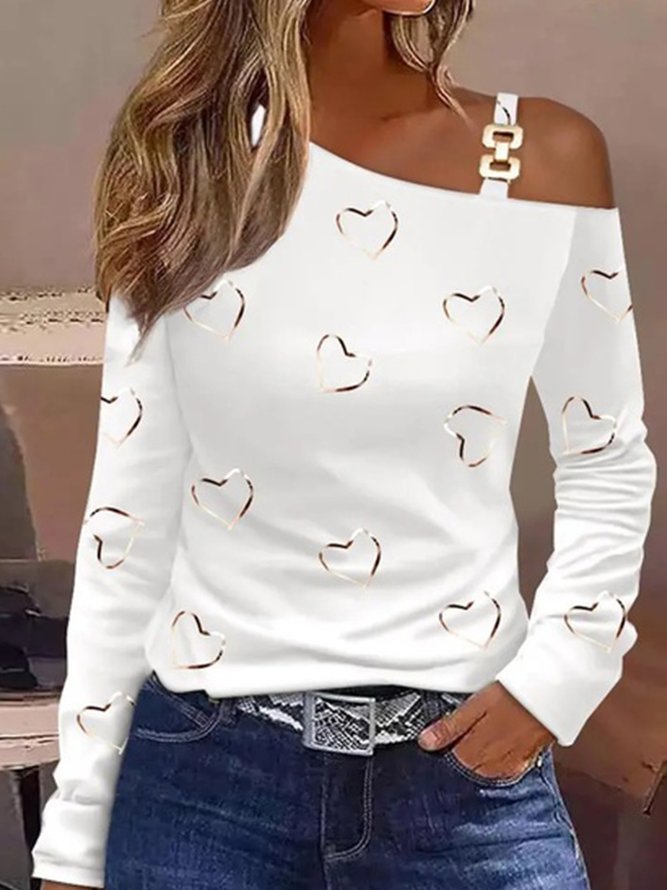 Heart/Cordate Jersey Casual Loose T-Shirt