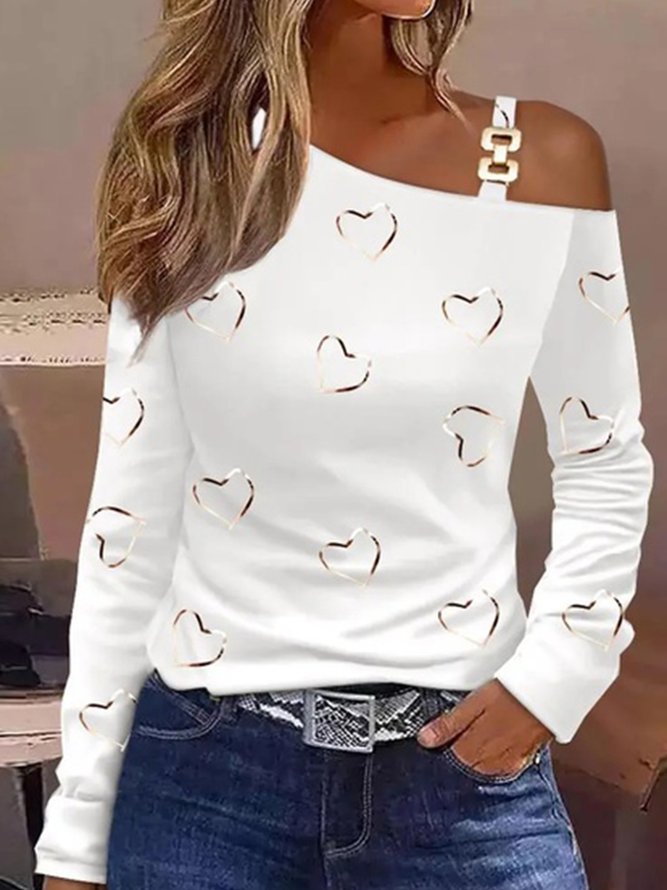 Heart/Cordate Jersey Casual Loose T-Shirt