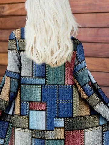 Casual Geometric Printed Jersey Cardigan