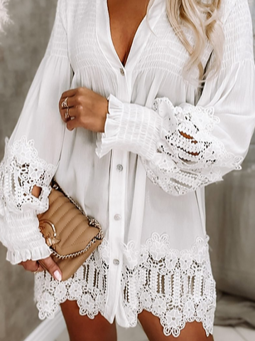 Plain Vacation Loose Lace Dress