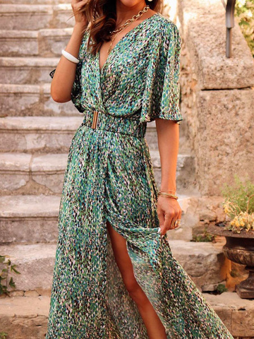 Vacation Disty Floral Short Sleeve Dress