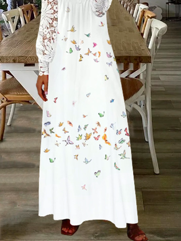 Loose Casual Notched Butterfly Dress