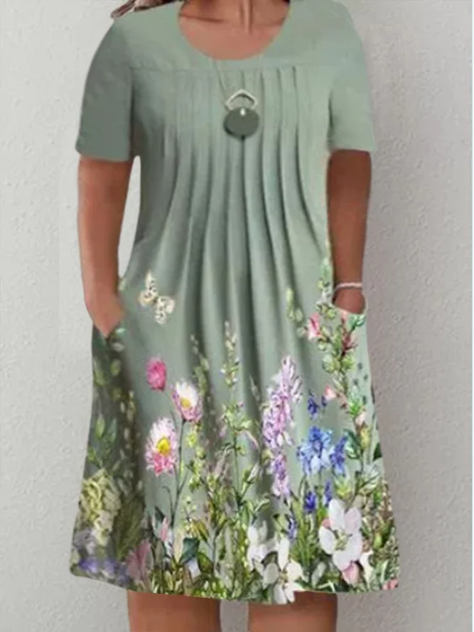 Plus Size Crew Neck Casual Jersey Loose Dress