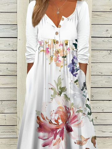 Crew Neck Buckle Casual Dress