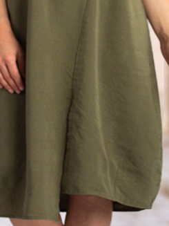 Plus Size V Neck Linen Plain Loose Dress