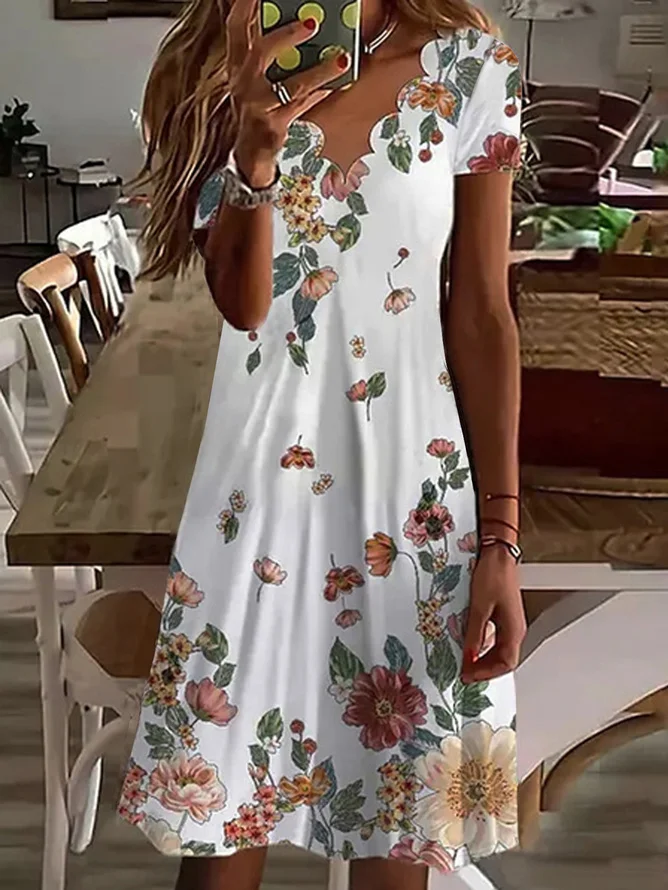 Plus Size Casual Loosen Short Sleeve Knit Dress