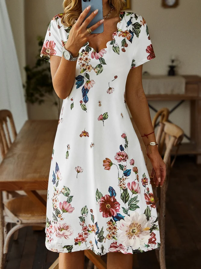 Plus Size Casual Loosen Short Sleeve Knit Dress