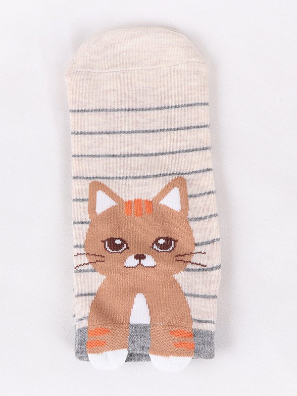 Daily Casual Cat Pattern Striped Cotton Socks Fun Cartoon Accessories