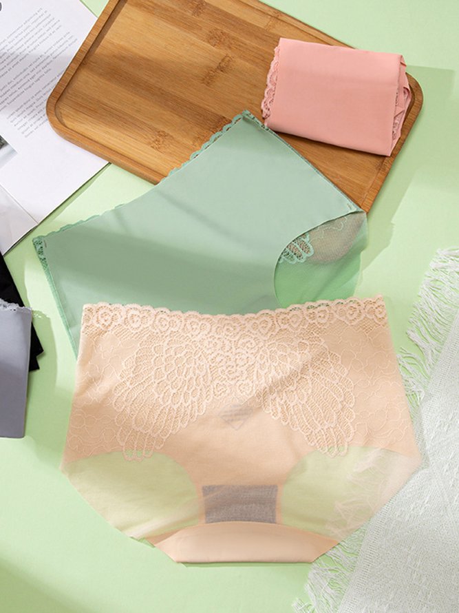 Ice Silk No Trace Antibacterial Mid Waist Briefs