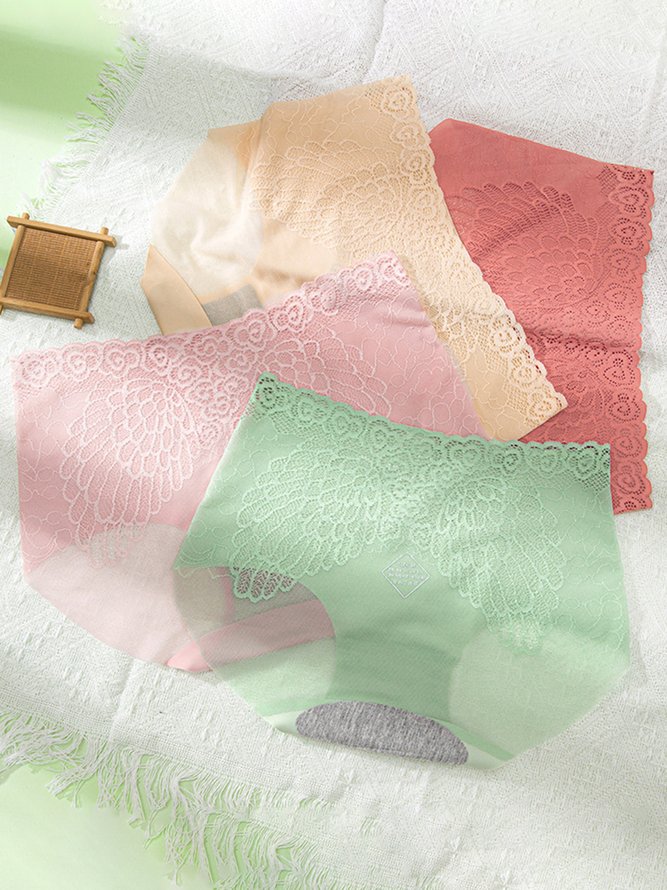 Ice Silk No Trace Antibacterial Mid Waist Briefs