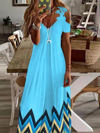 Jersey Loose Geometric Casual Dress