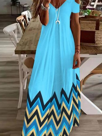 Jersey Loose Geometric Casual Dress