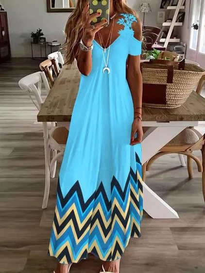 Jersey Loose Geometric Casual Dress
