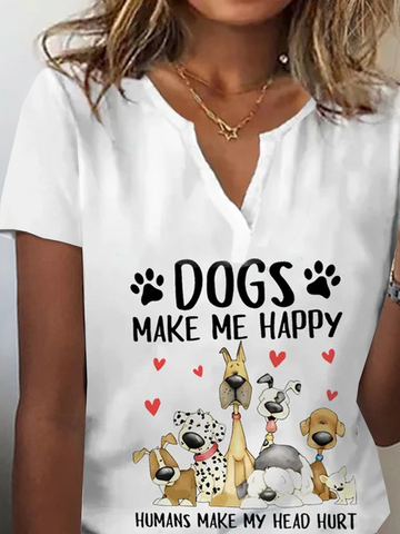 Casual Jersey Loose Animal Text Letters Shirt