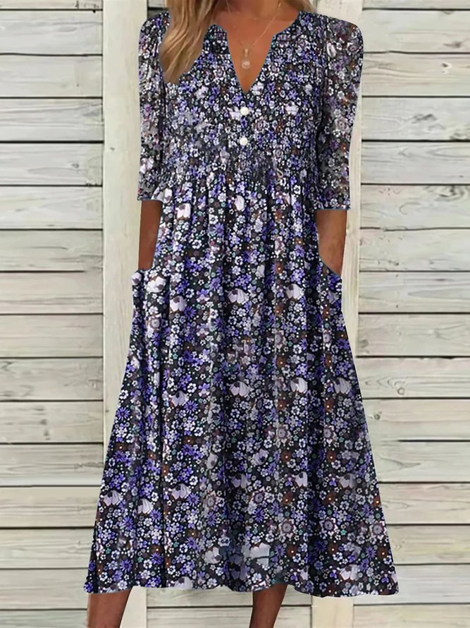 Plus Size Casual Short Sleeve Woven Dress
