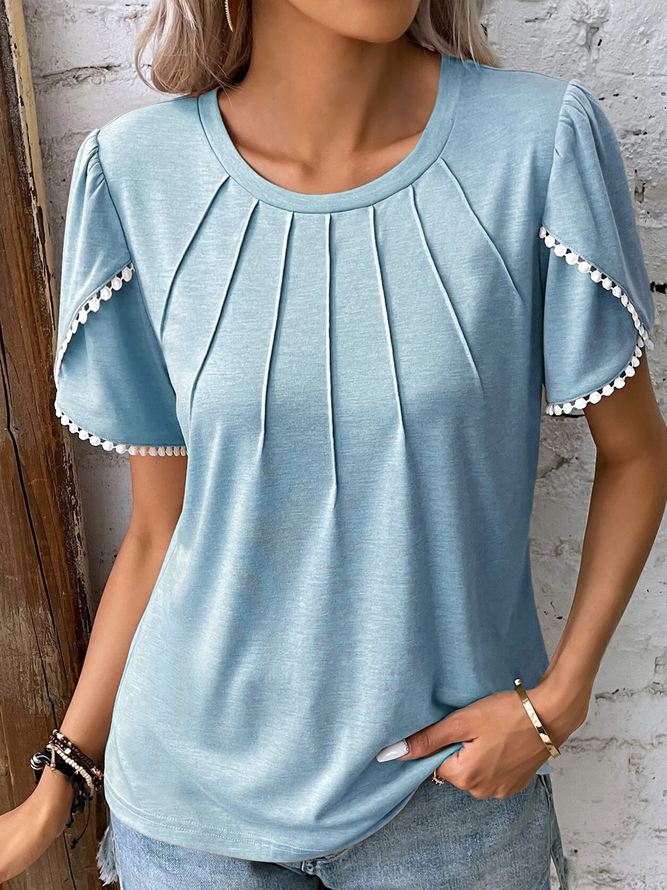Crew Neck Casual Plain Shirt